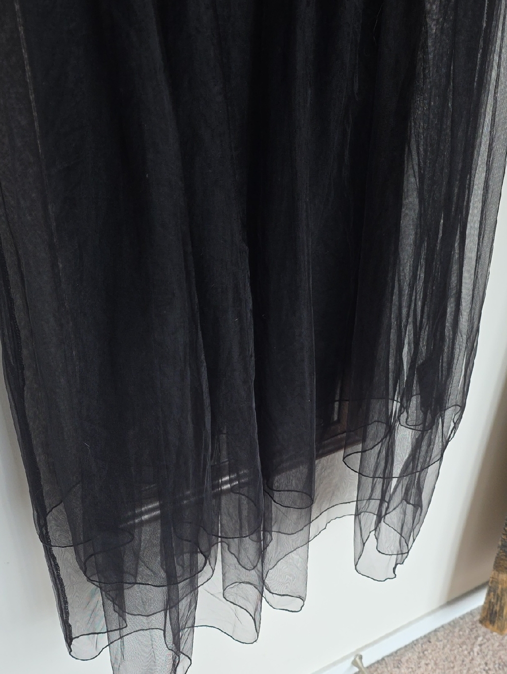 Anthropologie Sheer Black Tulle Midi Dress - Picture 7 of 7